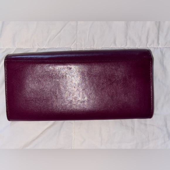 COACH // Burgundy Smith Leather TurnlockSlim Envelope Wallet - Picture 9 of 9